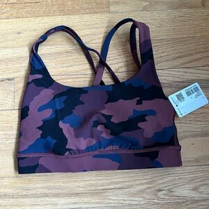 Lululemon sz 2 Energy Bra NWT burgundy black grey camo new with pads